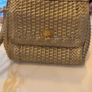 Dolce & Gabbana Metallic Gold Woven Crossbody Purse